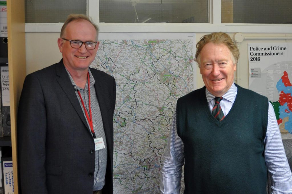 Thames Valley Ppolice and Crime Commissioner Anthony Stansfeld with Chiltern Community Forum Chair Andy Garnett