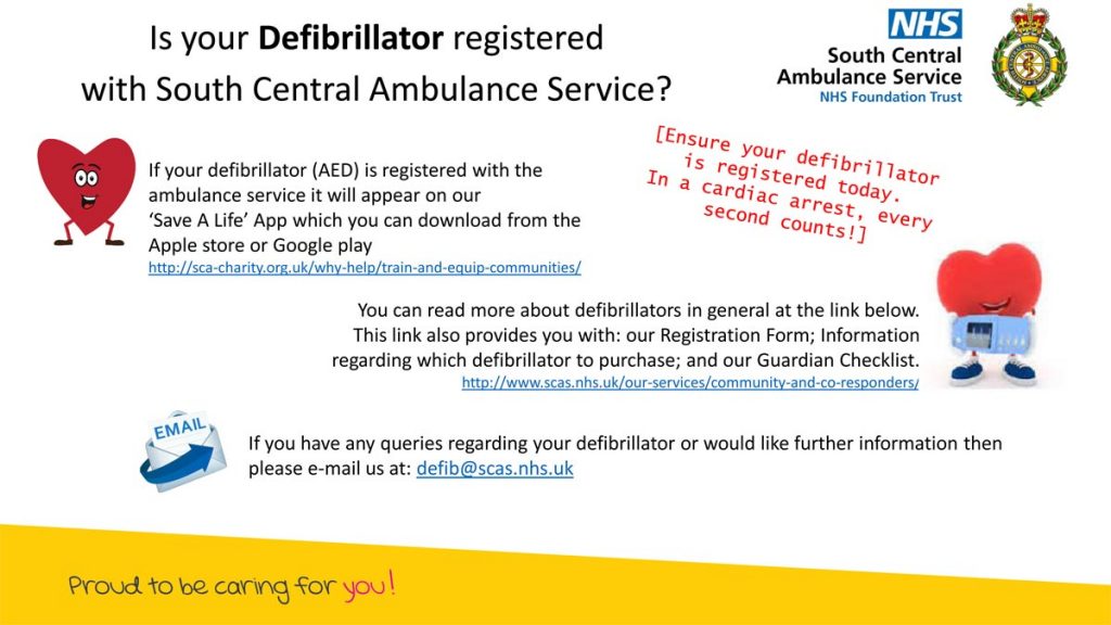 information about registration of defibrillator