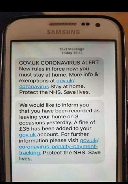 sample coronavirus text scam