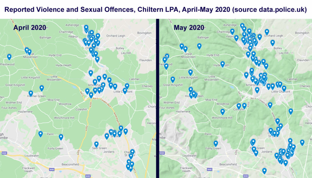 incidences of violence in chiltern April and May 2020