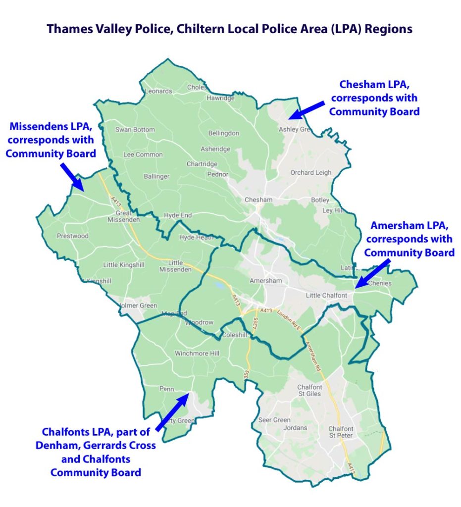 Chiltern neighbourhood policing and community boards map