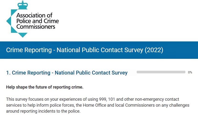 sreenshot of crime reporting survey 2022